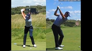 Justin Thomas golf swing  Long Iron faceon amp downtheline July 2017 [upl. by Ahsocin]