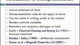 Misrepresentation Lecture 1 of 4 [upl. by Bevash]